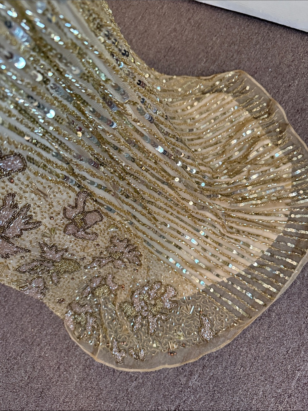 MAC DUGGAL Gold Beaded Floral Sleeveless Gown - Picture 10 of 17